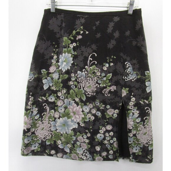 LORD & TAYLOR Dresses & Skirts - Lord & Taylor Skirt 6 Identity Silk A-Line Career Slit Floral Zip Up